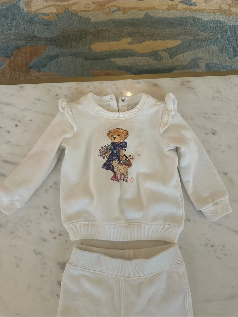 Ralph Lauren White Bear Graphic Sweatshirt & Pants Set